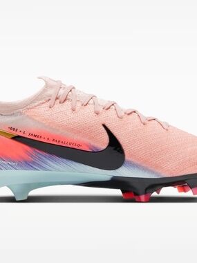 Nike Women's Pink Flyknit Soccer Cleats with Black Swoosh